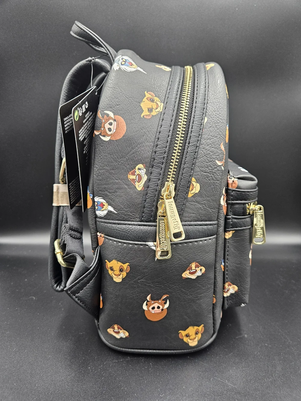 Disney Loungefly Lion King Mini Backpack Simba Timon Pumbaa NWT Black